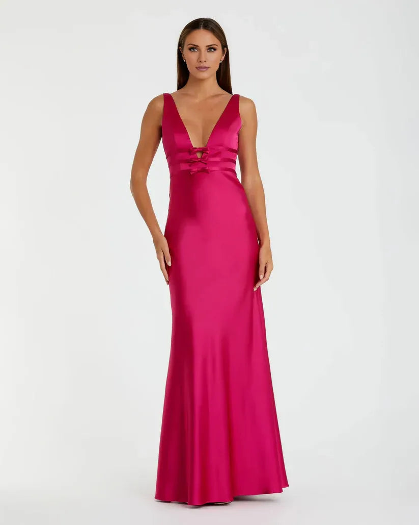 Modern Mermaid/Trumpet V Neck Sleeveless Backless Floor-Length Prom Dress